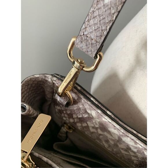 Michael Kors Beige Python Embossed Leather Satchel - Picture 3 of 8
